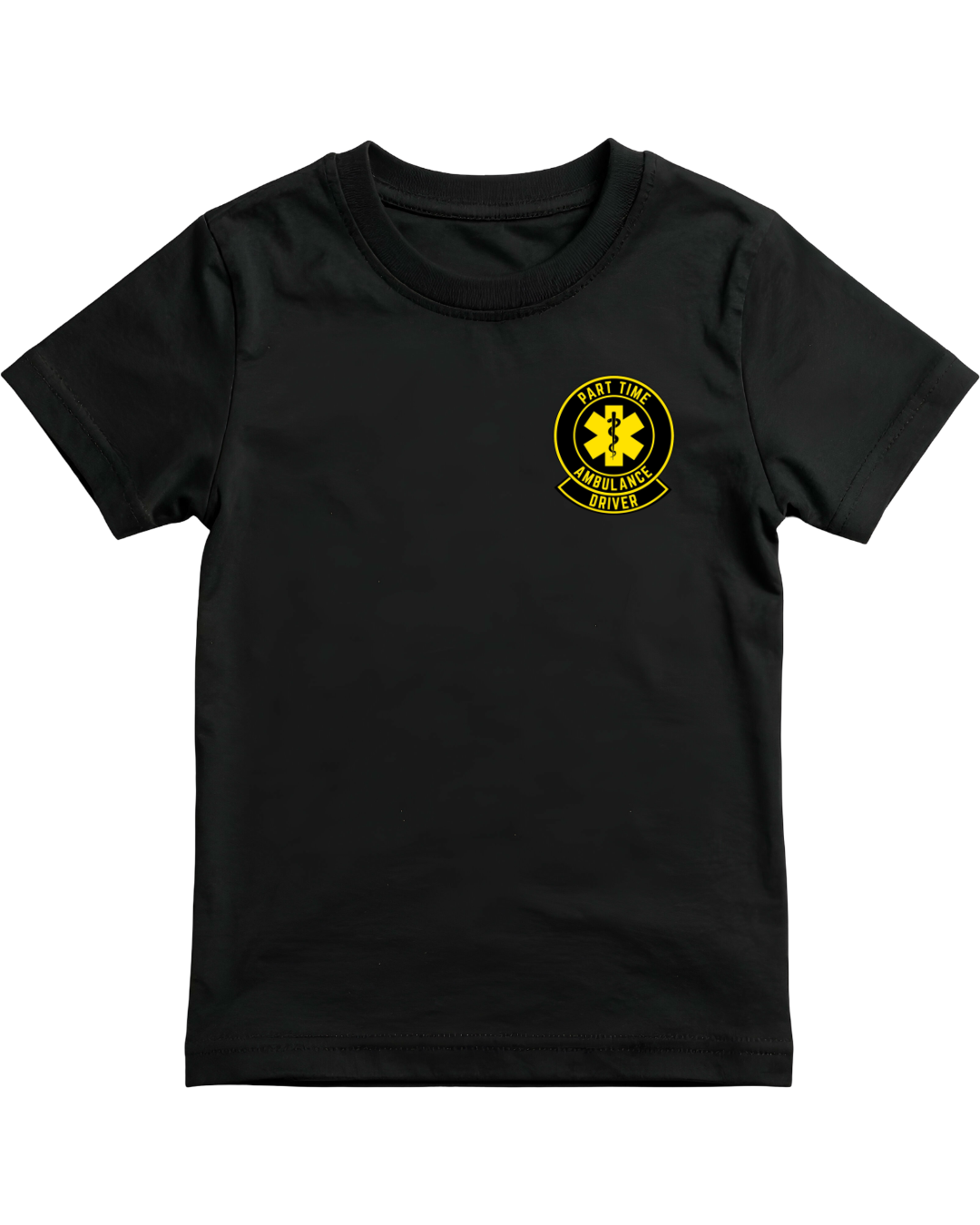 Small CPR trained part time ambulance driver Tshirt black